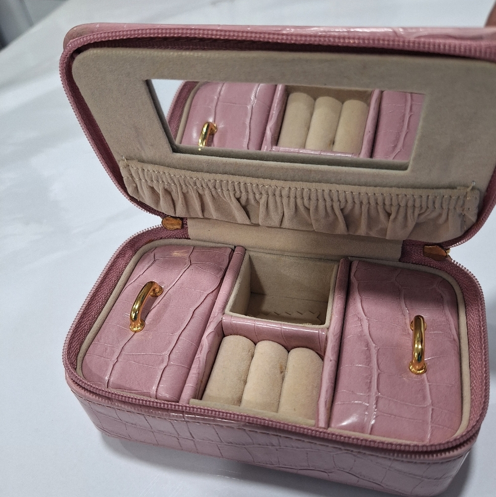 Compact Pink Jewelry Organizer Case- Travel
